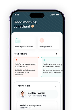 screen shot of caregiver app