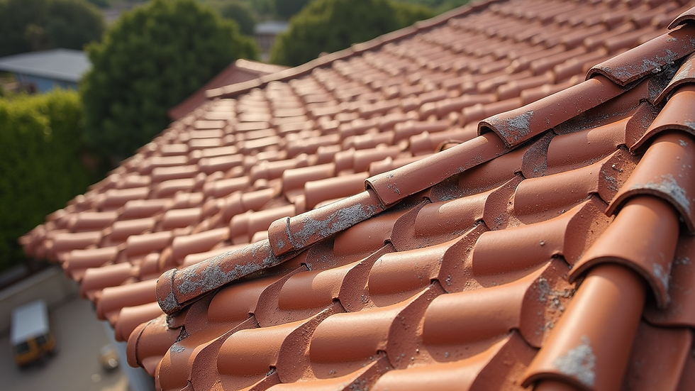 High angle view of a newly installed tile roof on a Florida house