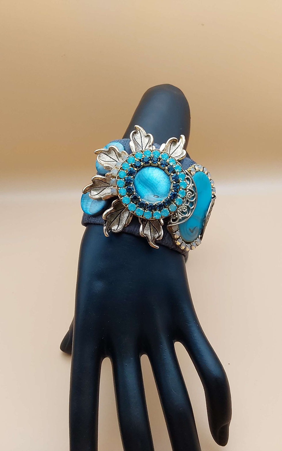 Thumbnail: One of a Kind! Turquoise Gold Floral Bracelet {J0391}