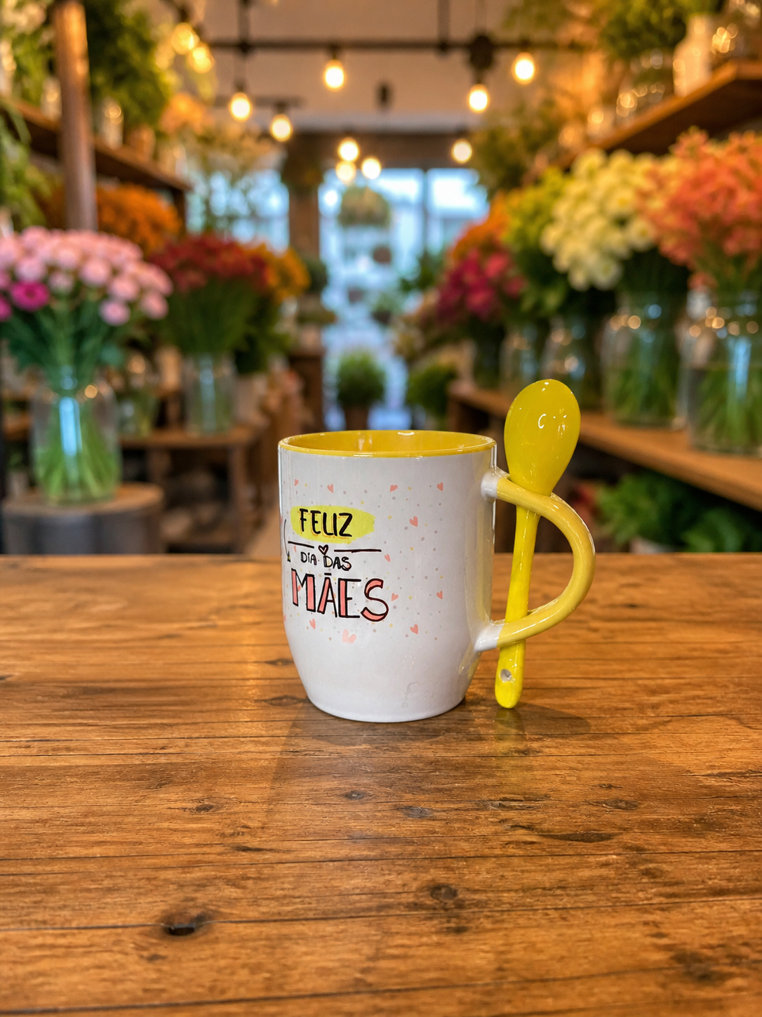 Caneca Feliz dia das Mães com Colher