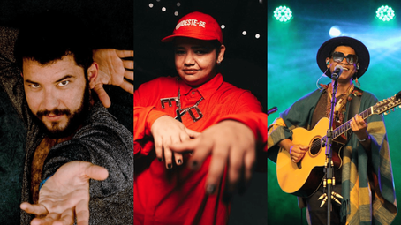 Da esquerda para direita: Tonfil, Jéssica Caitano e Gean Ramos Pankararu. Imagem: Reprodução/ Ian Rassari |  Mariana Pinheiro/Divulgação | Reprodução/ @gvnunesz