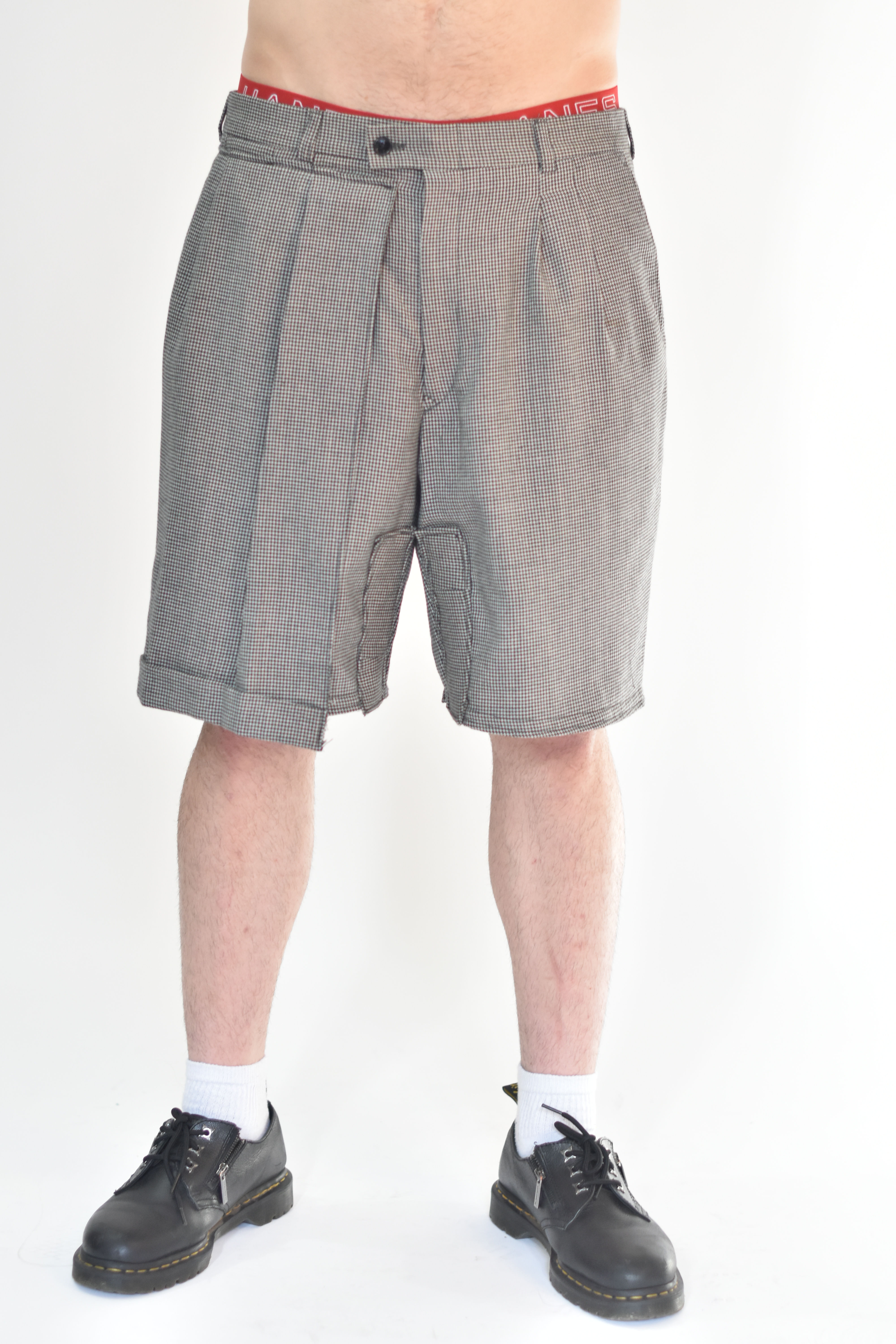 Grey Pleated Shorts 