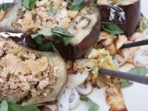 Thai Spicy Pork Stuffed Eggplant