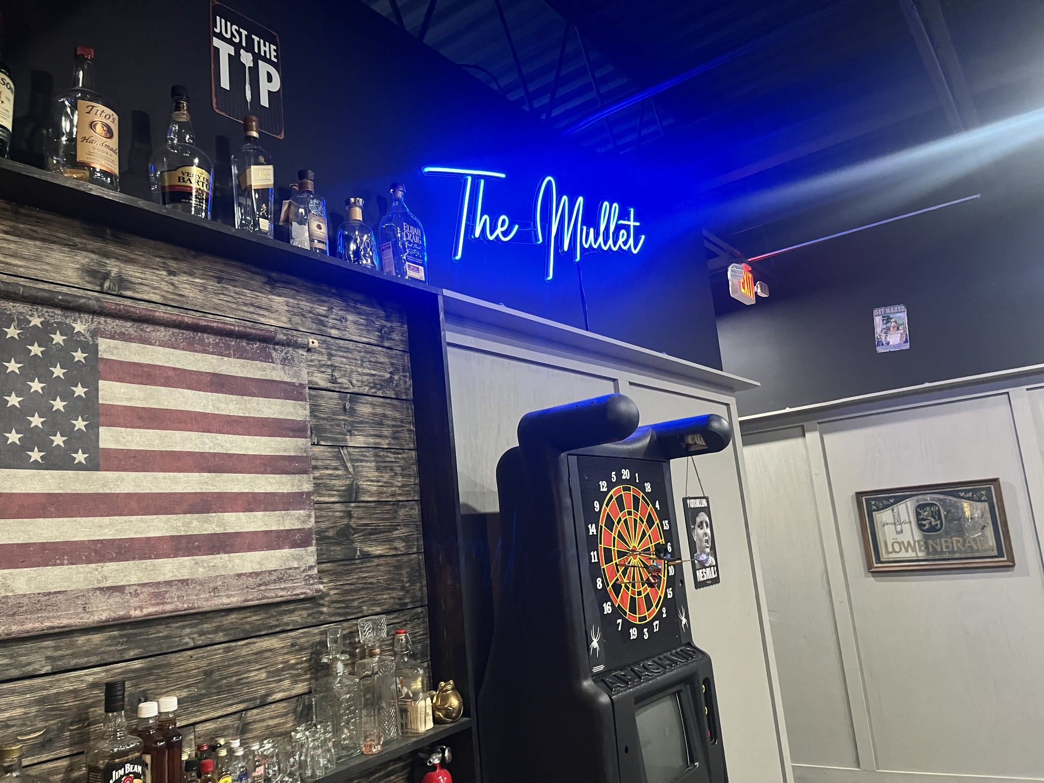 The main party room set up for an event at The Mullet