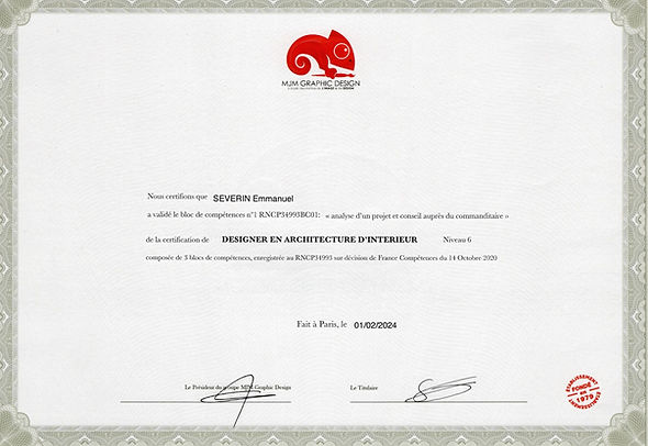Certification Designer en Architecture d'Intérieur