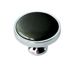 Product: ידית כפתור פורצלן שחור K328B כרום מבריק
