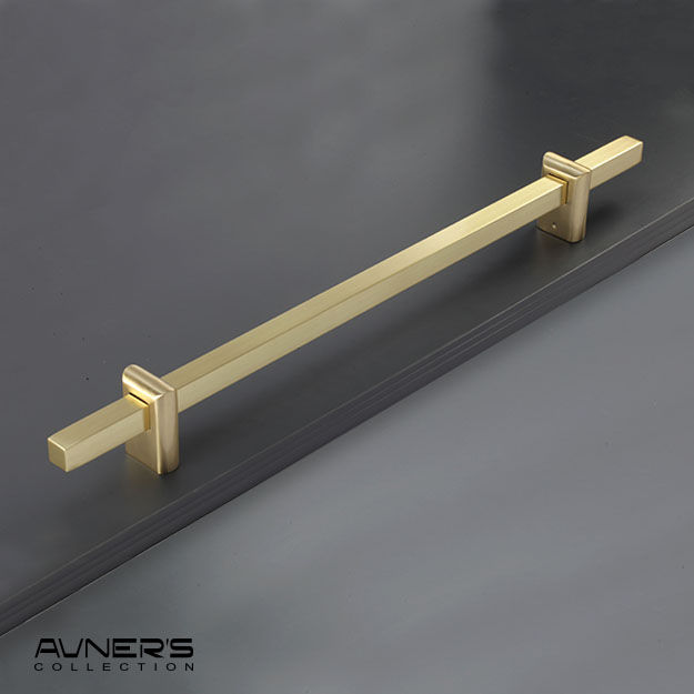 תמונה ממוזערת: Product: ידית משיכה לדלת כניסה 80 ס״מ מעוצבת זהב מט פליז PREMIUM
