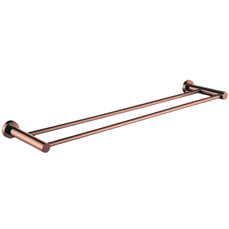 מתלה כפול למגבות 45, 60, 80 ס״מ לאמבטיה ROUND רוז גולד