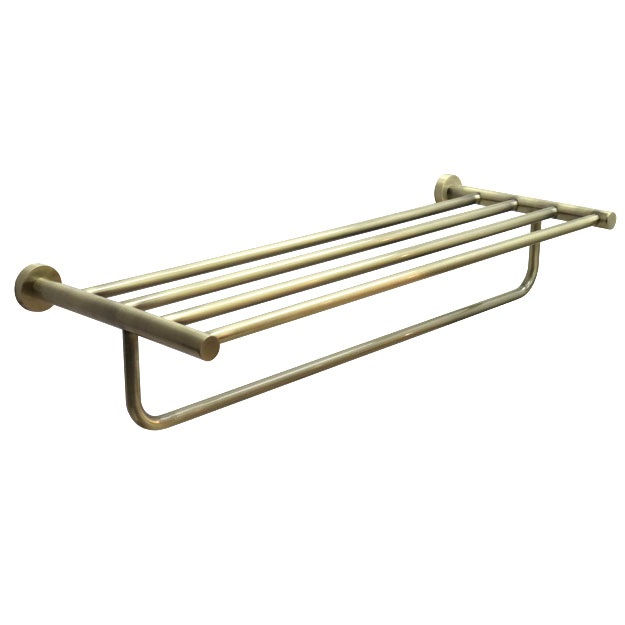 מדף מגבות למקלחת ולאמבטיה 60 ס״מ ROUND ברונזה