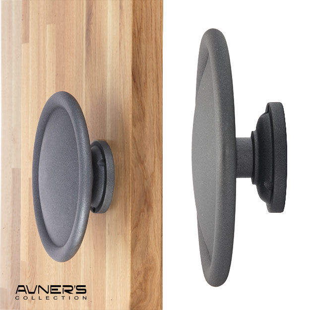 תמונה ממוזערת: Product: ידית משיכה עגולה קבועה לדלת כניסה מעוצבת שחור חולי PREMIUM
