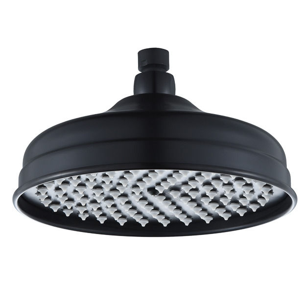 ראש מקלחת רטרו עגול יוקרתי 20 ס״מ שחור מט