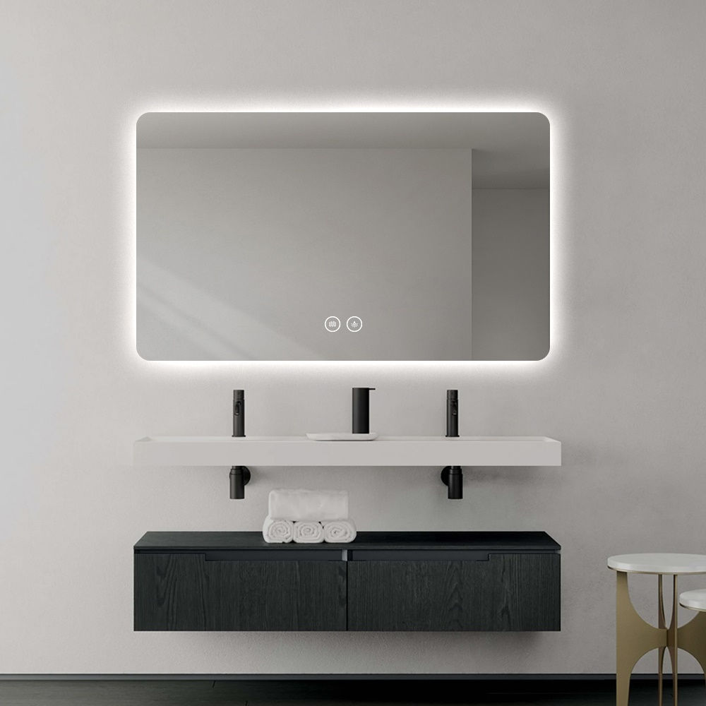 מראה מלבנית 100/60 עם תאורת לד ומפשיר אדים