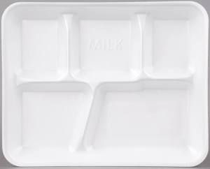 5 Compartment Foam Lunch Tray 4/125