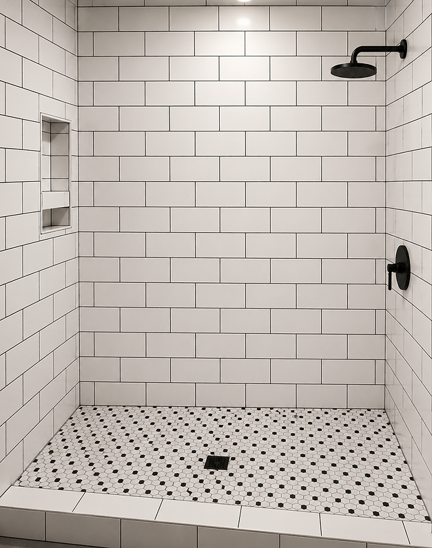Walking Shower with Subway tiles