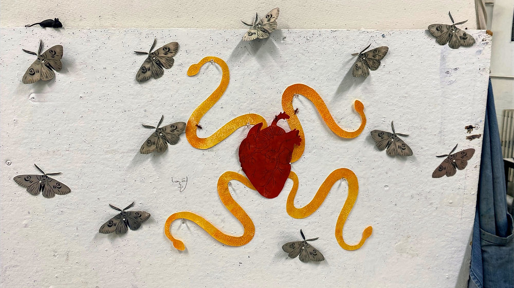 Collagraph Insect Collagraph installation - trial