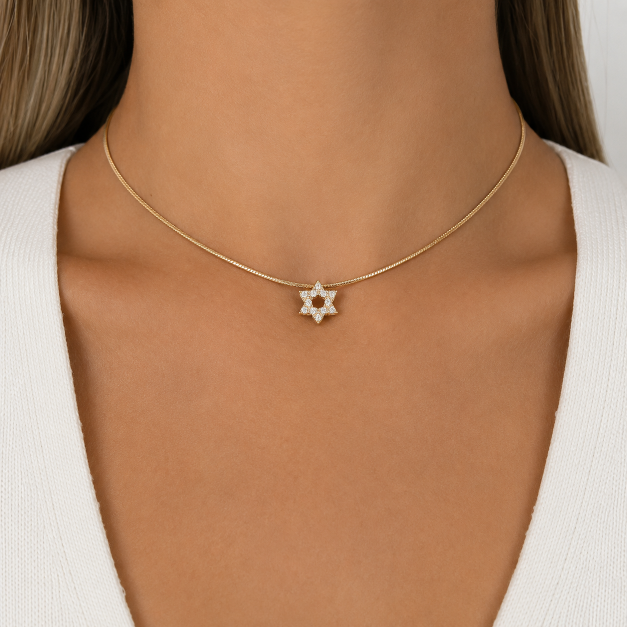 צ’וקר קשיח מגן דוד משובץ יהלומים