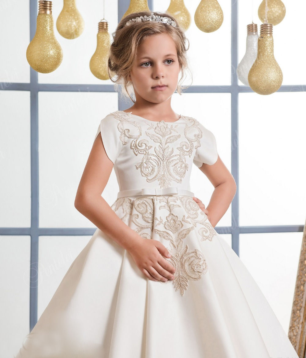 Elegant Embroidered Girls’ Gown - Full-Length
