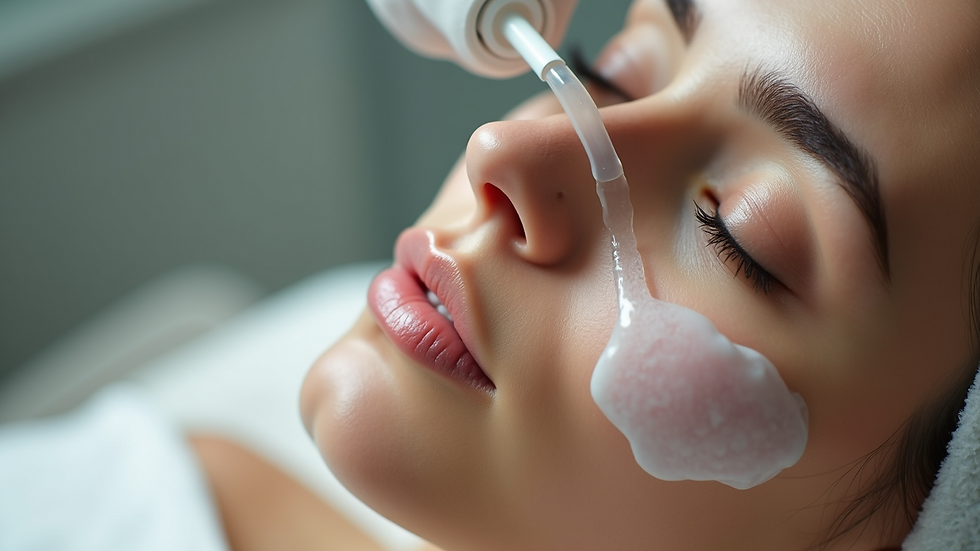 Close-up view of a chemical peel solution being applied to skin