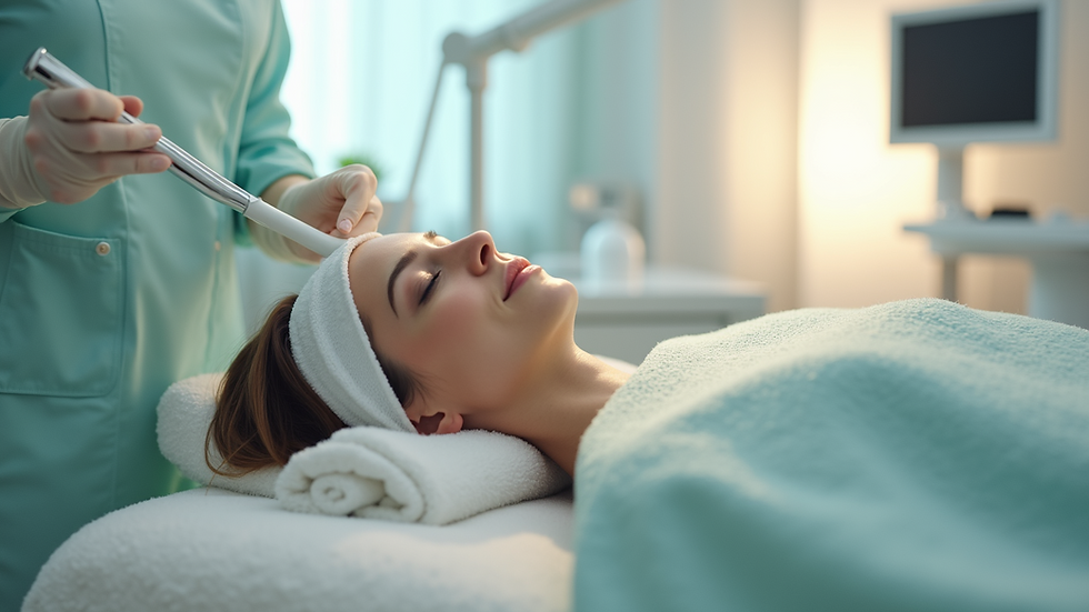 Close-up view of a sleek treatment room with aesthetic equipment