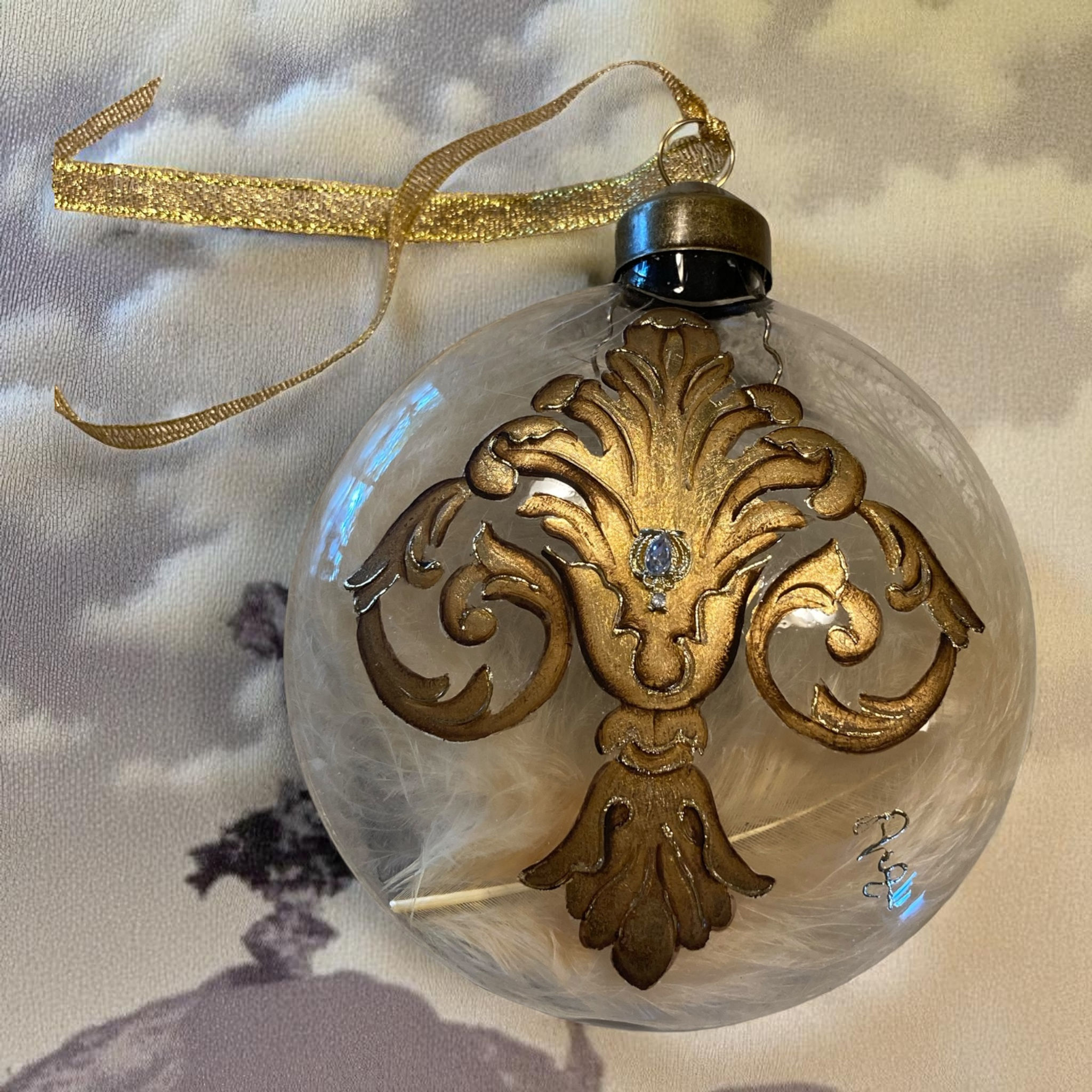 boule en verre peinte à la main