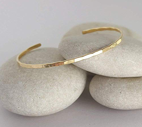 Thin Hammered Gold Bangle