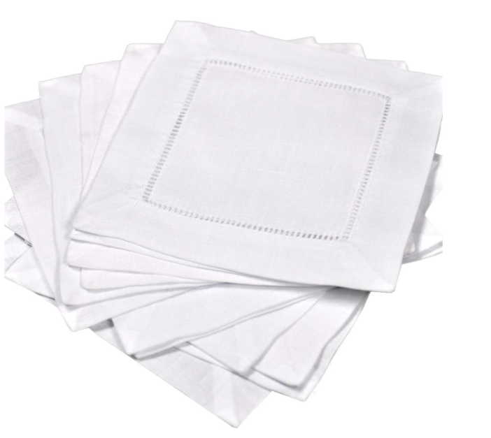 White linen cocktail napkins