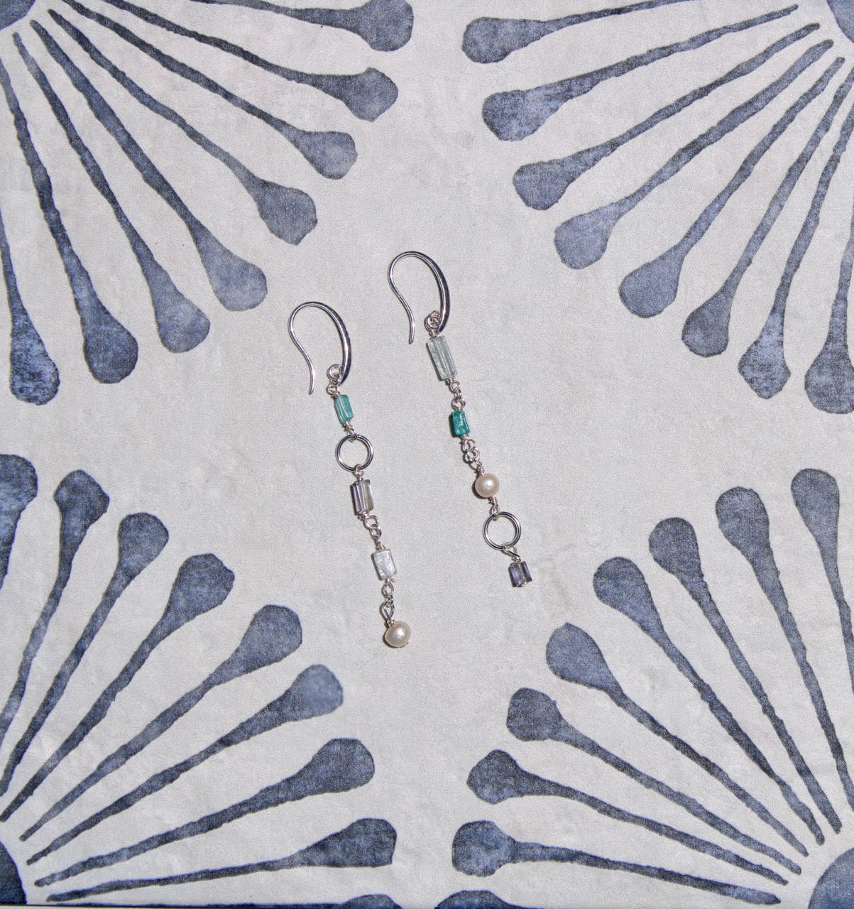 Aqua marine and peal earrings