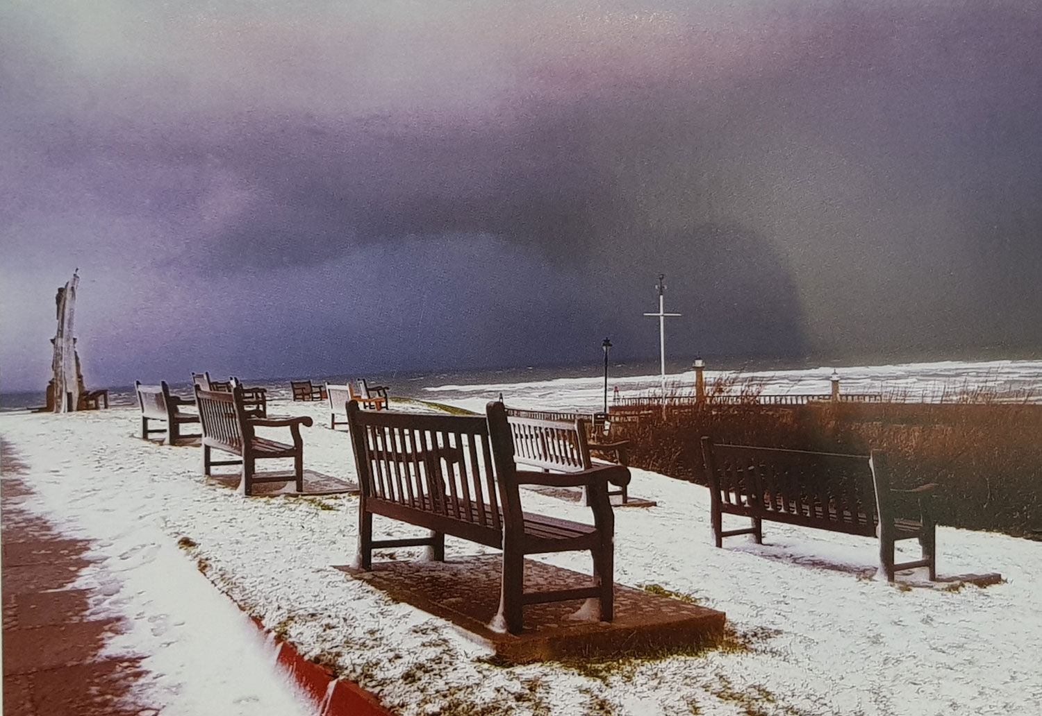 Whitby Benches In Snow Card