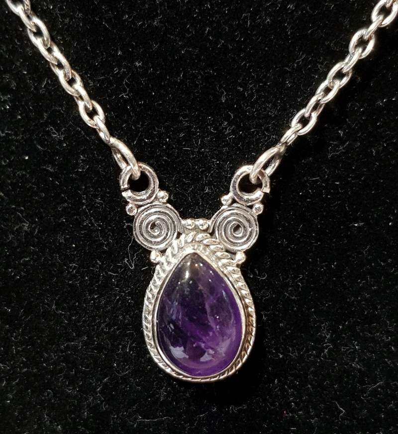 Amethyst Droplet Necklace 925 Silver