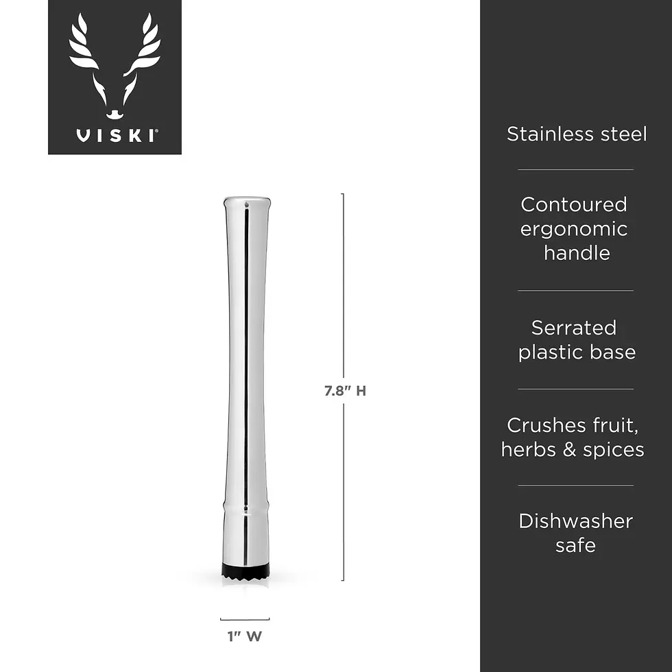Thumbnail: Harrison Polished Silver Finish Stainless Steel Muddler