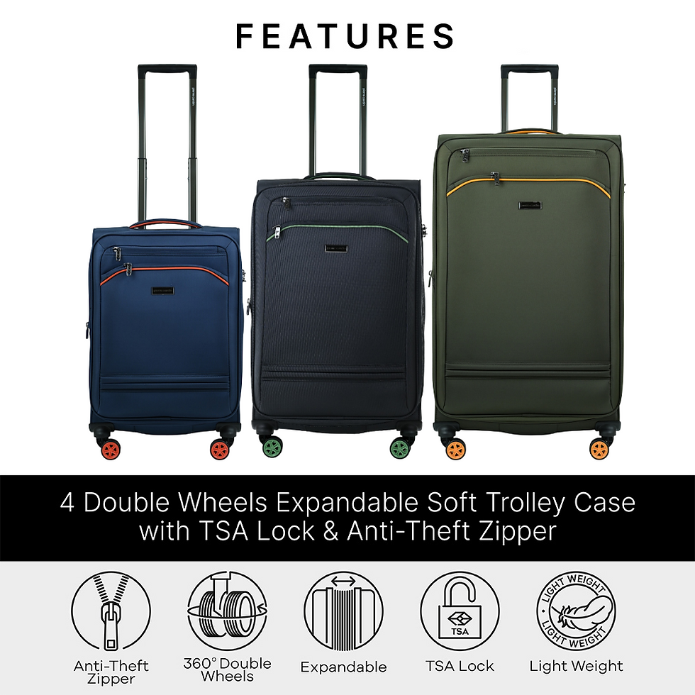 Pierre Cardin 4 Double Wheels Expandable Trolley Soft Case