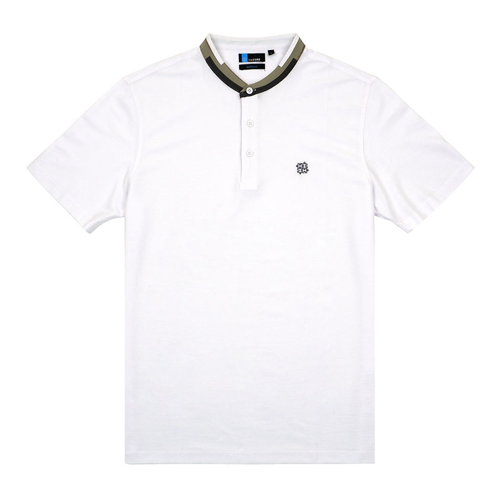 Thumbnail: bradFORD Men's Silk Blend Smart Casual Stand Collar Polo Shirt