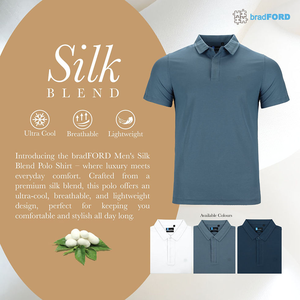 bradFORD Men's Silk Blend Smart Casual Polo Shirt