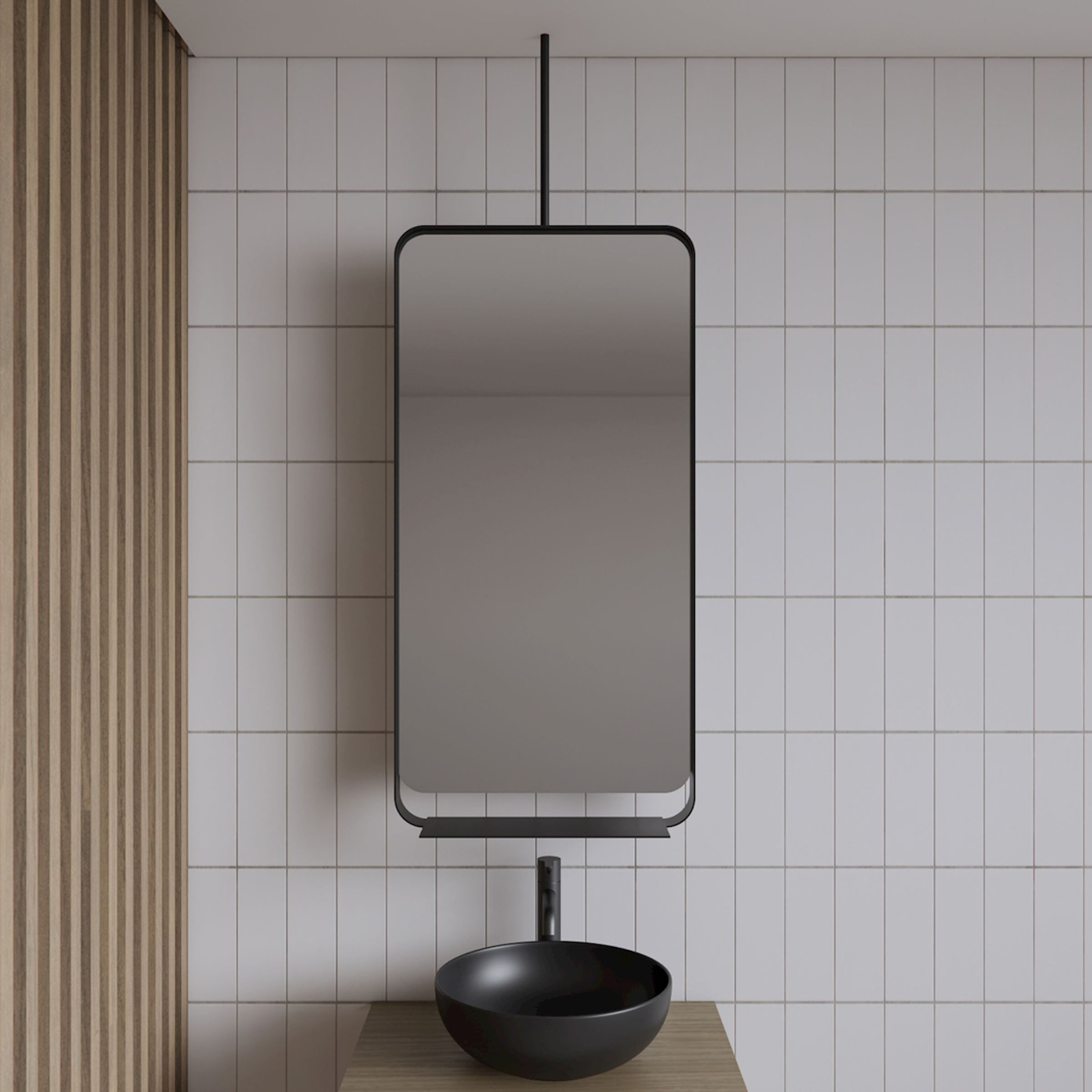 Gliss Design Astra rechthoekige badkamerspiegel mat zwart 50x100 cm