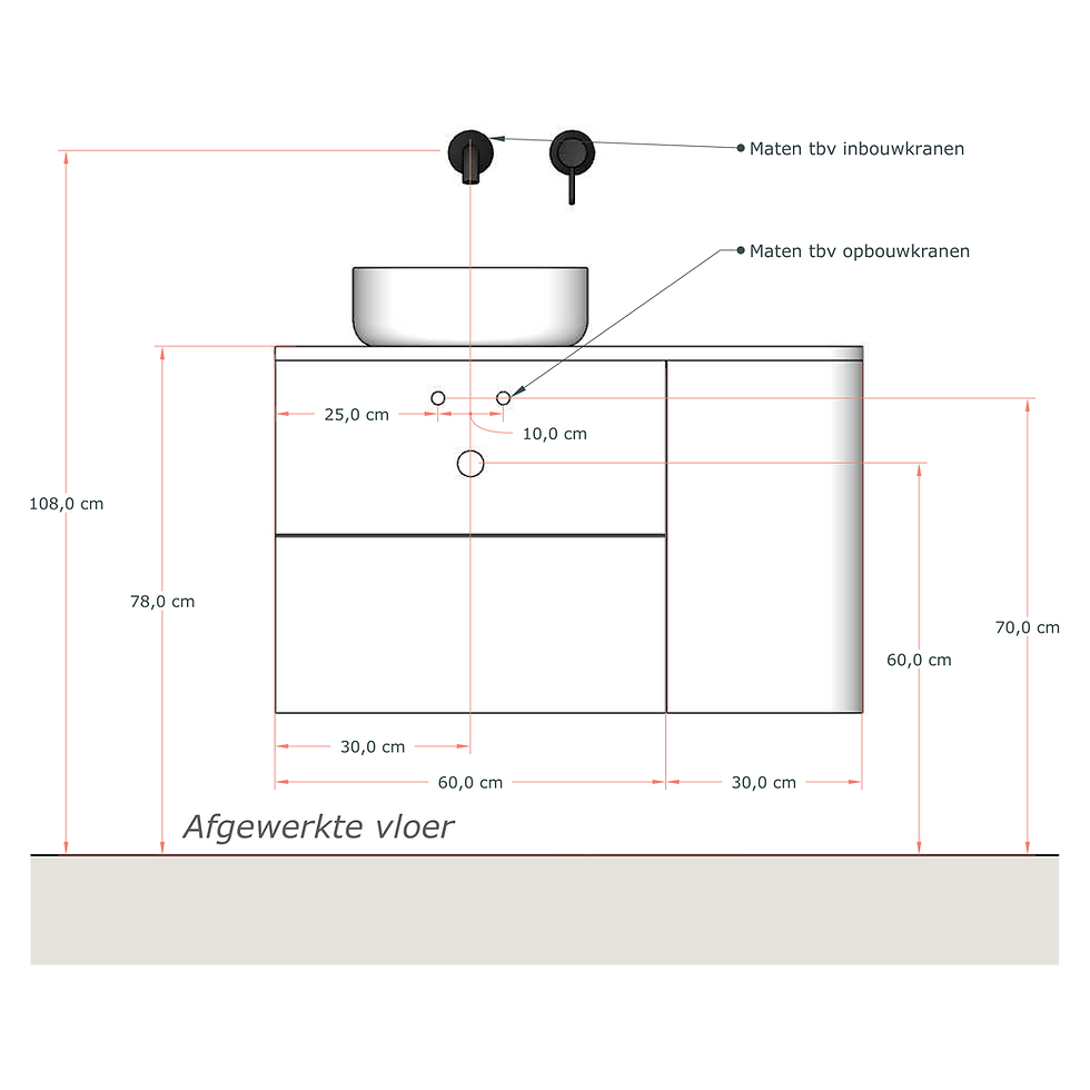 Thumbnail: SoXeL badmeubel Cappu afgeronde hoek afdekblad mat wit rechts 90cm