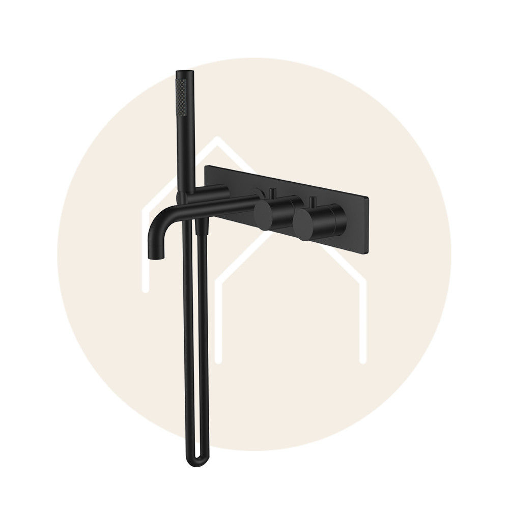 Style inbouw badthermostaat muur mat zwart (inbouw en afbouw deel)