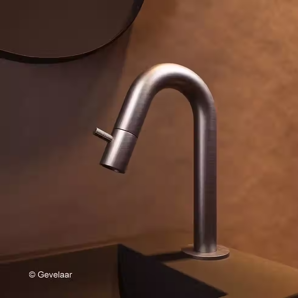 Thumbnail: Zaphir Freshdip Fonteinset eiken kast wasbak mat zwart kraan gunmetal