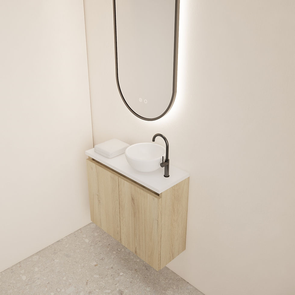 Thumbnail: Gliss Design Echo toiletmeubel 60 cm evoke eiken met topplaat mat wit