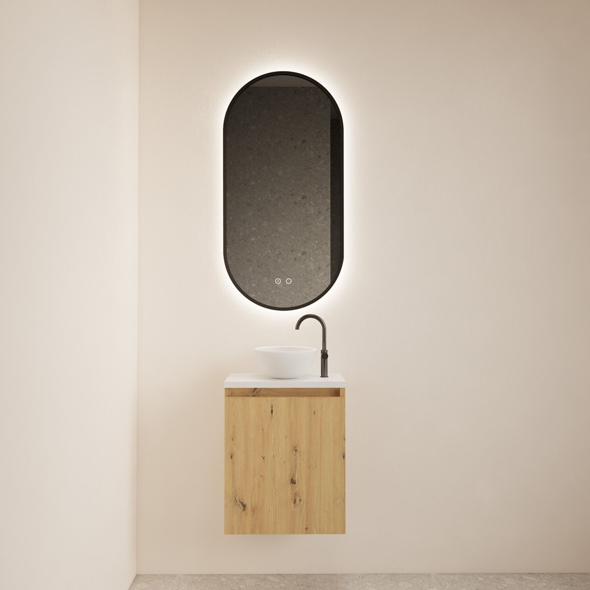 Gliss Design Echo toiletmeubel 40 cm artisan eiken met topplaat mat wit