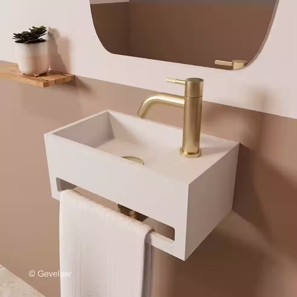 Zaphir SoSu fonteinset solid surface mat wit rechts schuin gebogen geb. goud