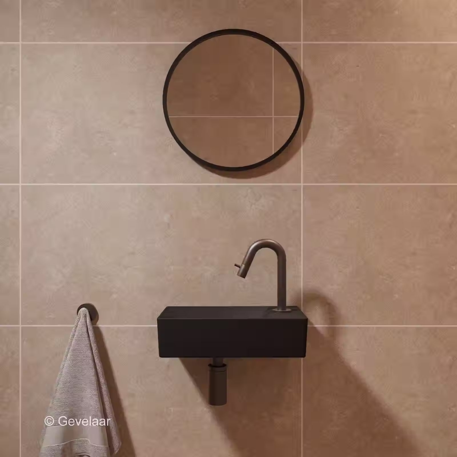Zaphir Hommage J toilet fonteinset mat zwart rechts gebogen gunmetal