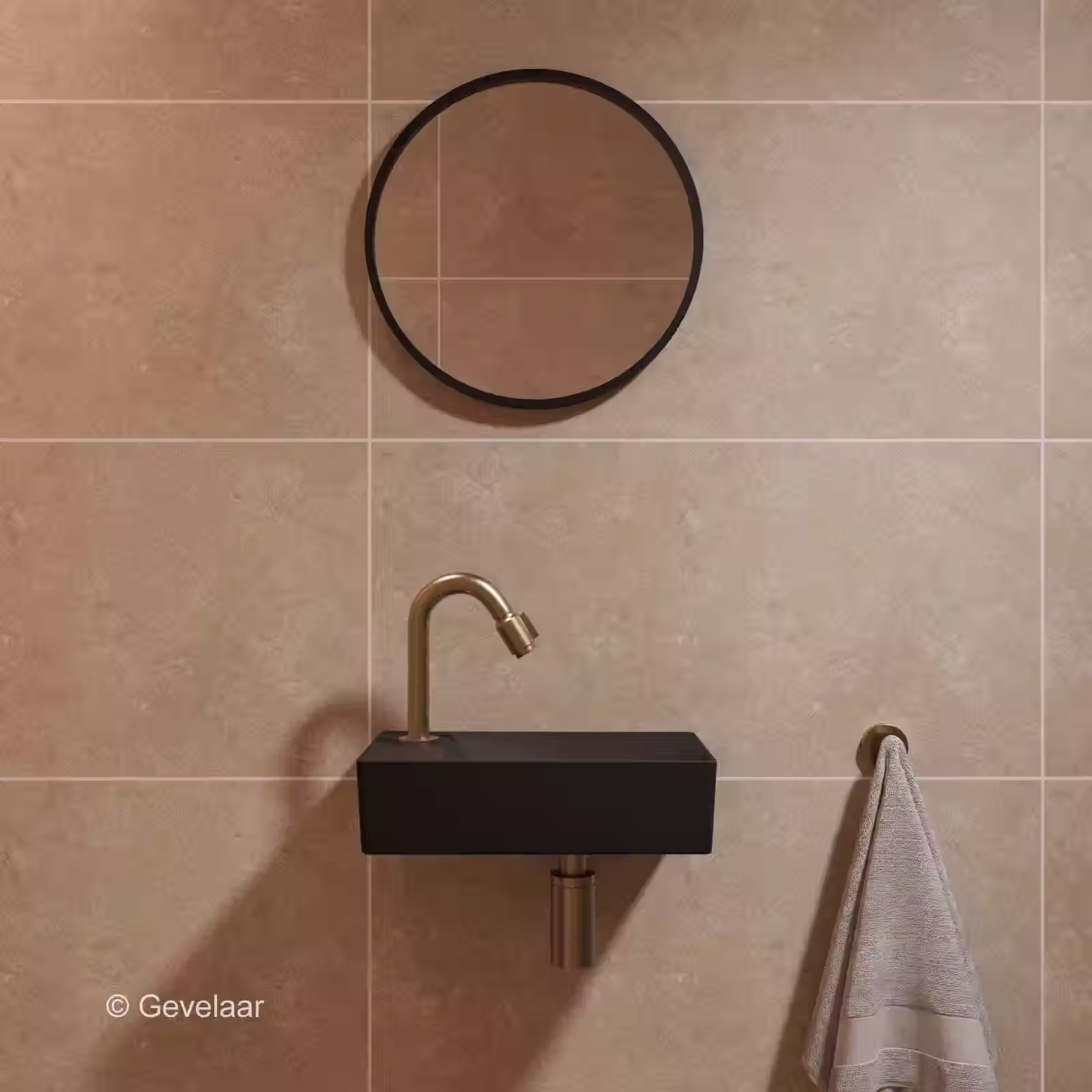Tanaro Hommage J toilet fonteinset mat zwart links gebogen geb. goud