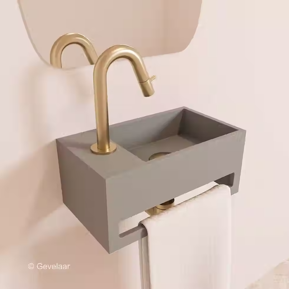 Zaphir SoSu fonteinset solid surface clay beton links gebogen geb. goud