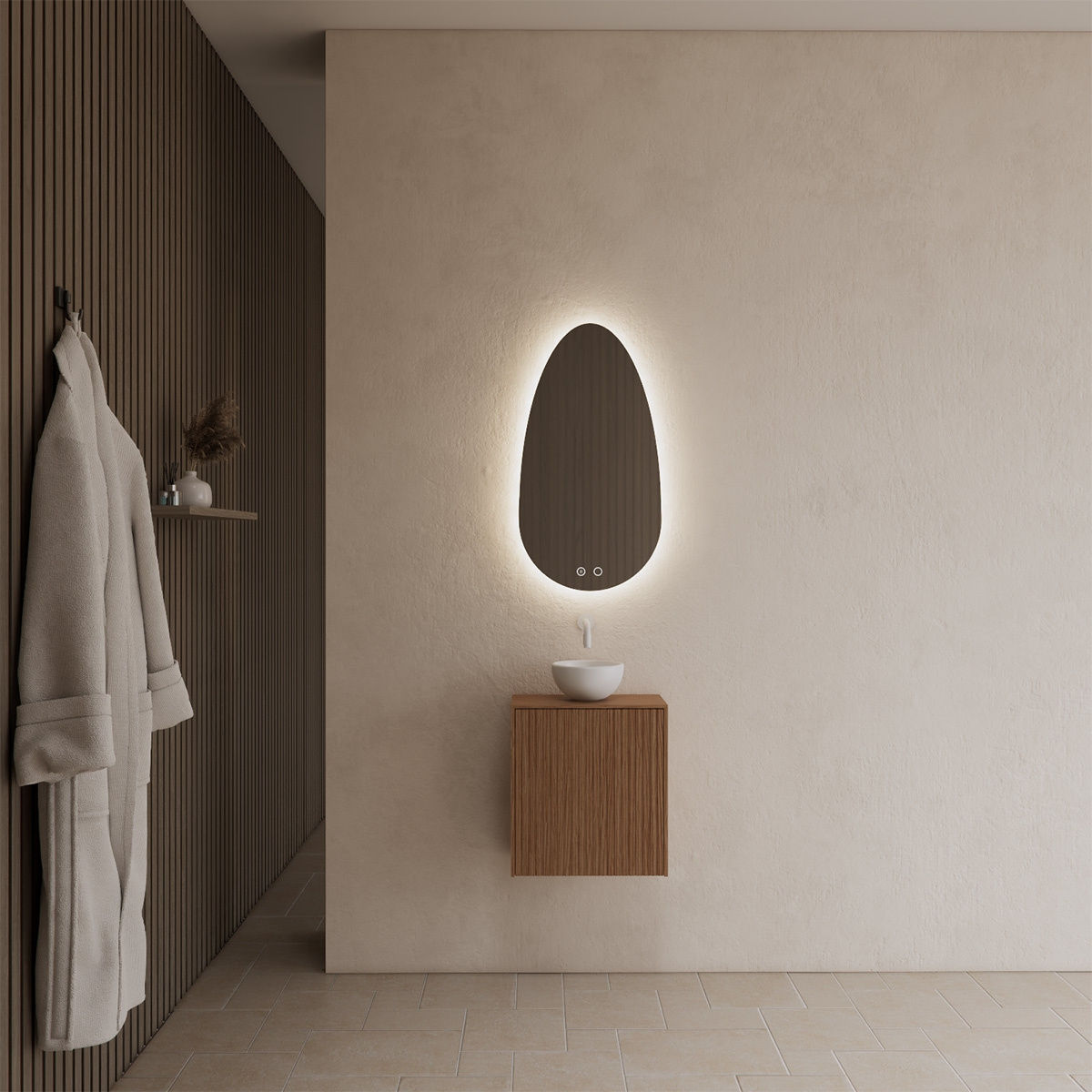 Gliss Design Timotheus fonteinkast 40 cm ribbelfront pure met topplaat