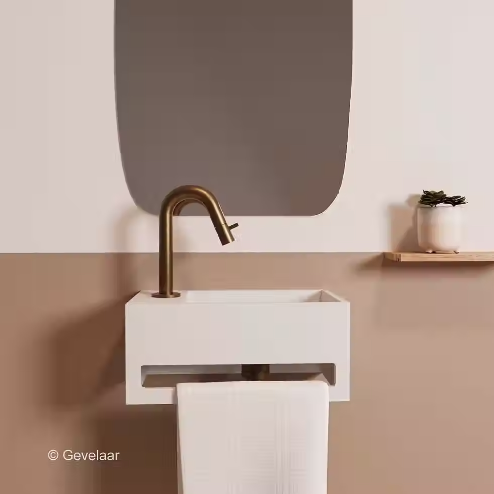 Zaphir SoSu fonteinset solid surface mat wit links gebogen geb. brons