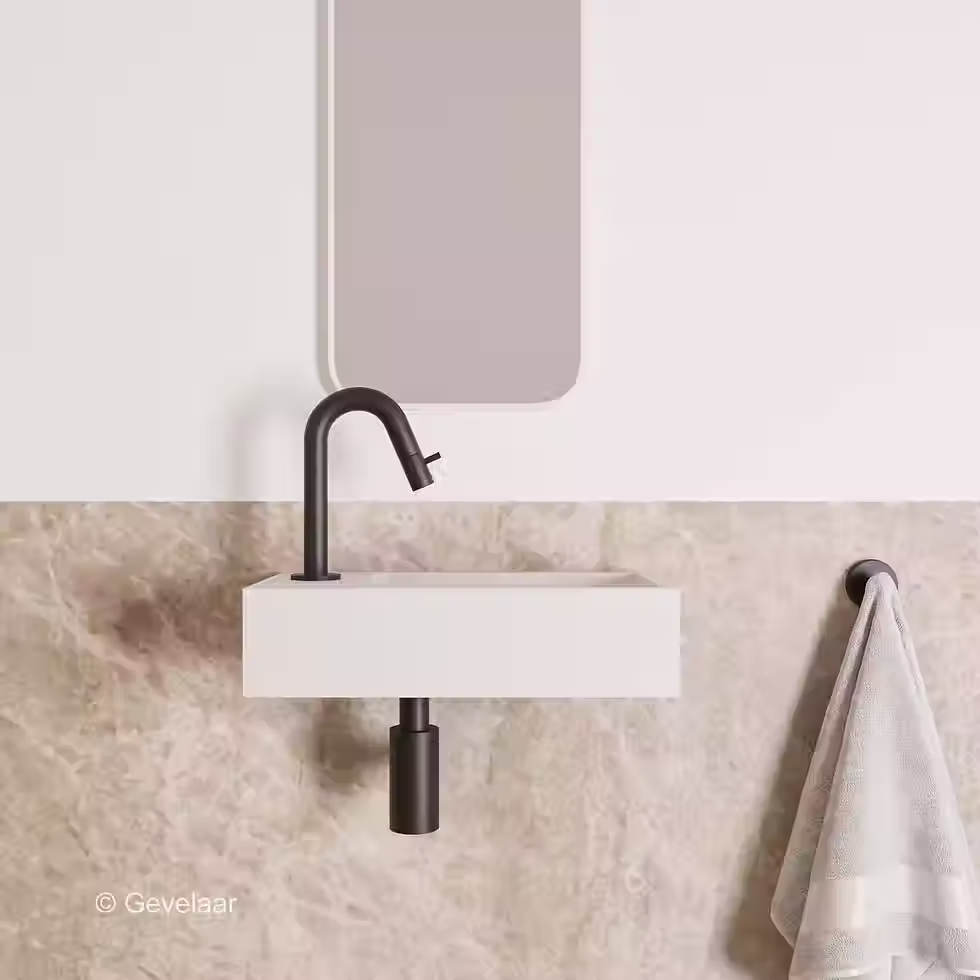 Zaphir Eva fonteinset solid surface mat wit links gebogen mat zwart