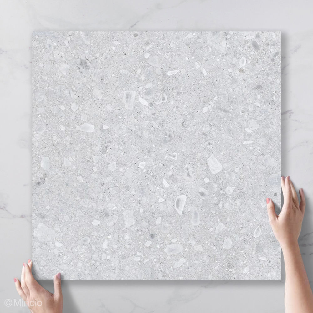 Energieker terrazzo lichtgrijs vloer en wandtegel