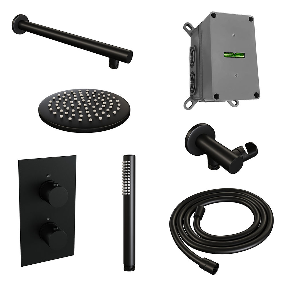 Thumbnail: Brauer Inbouwset 25 Thermostatische Regendouche Ø200 met Black Edition