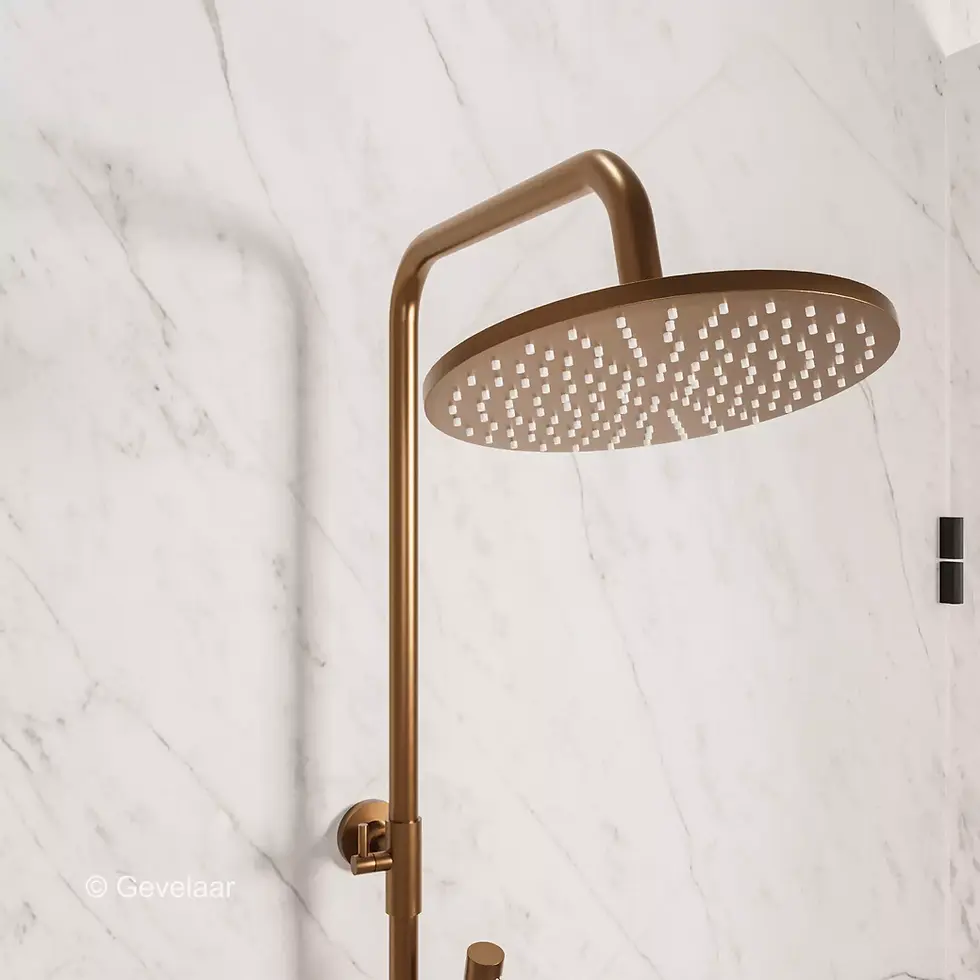 Thumbnail: Wiesbaden Caral thermostatische regendoucheset opbouw geborsteld brons koper