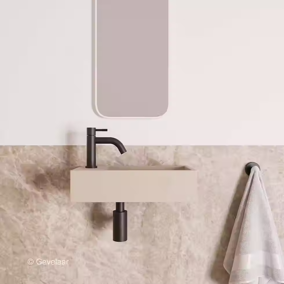 Zaphir Eva fonteinset solid surface beige links schuin gebogen mat zwart